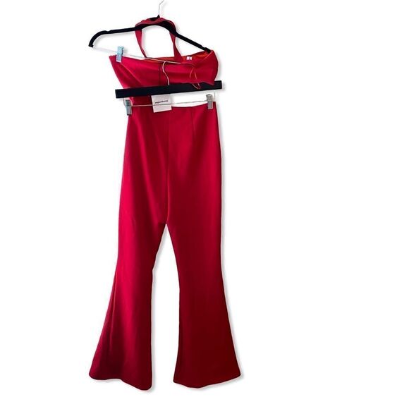 Superdown Emilie Cut Out Jumpsuit red flare bell bottoms one piece Revolve NWT - Picture 6 of 9
